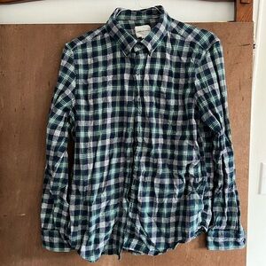 American Eagle Green and white flannel shirt